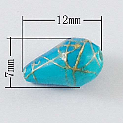 Korálek žíhaný kapka /12x7mm/ tyrkysověmodrý/ 10ks