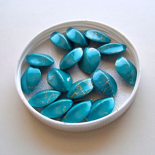 Korálek žíhaný olivka/21x17mm/tyrkysověmodrý / 4ks