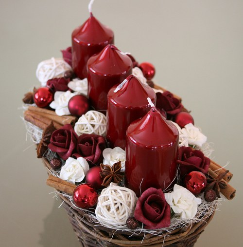 Adventní svícen vínový — foto 1