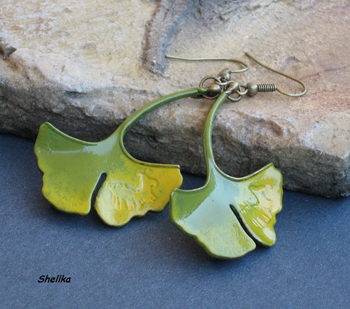 Náušnice,,GINKO LISTY,, — foto 1