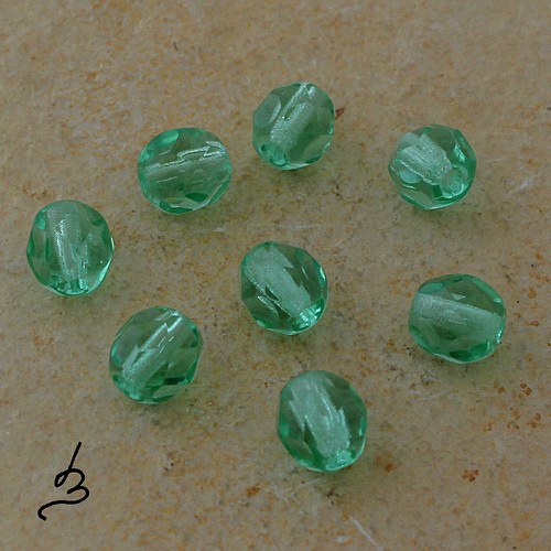 Broušené zelené, 6 mm - 30 ks