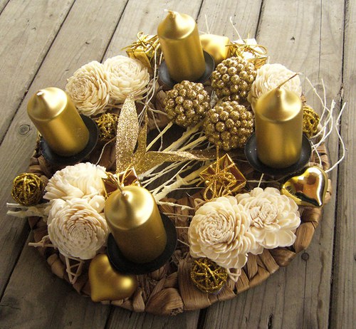 Adventní svícen zlatobílý — foto 1