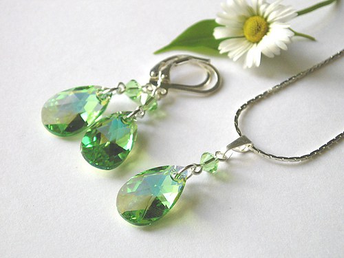 Swarovski sada kapky Peridot — foto 1