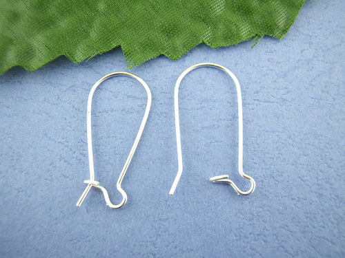 Náušnicové háčky/ velké/ stříbro / 25x11mm/ 10ks
