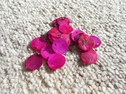 Perleťové placičky 15mm fuchsie