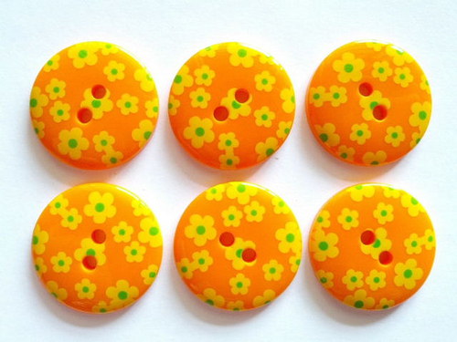 Knoflíky plastový 23 mm KYTKA ORANŽOVÁ