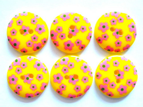 Knoflíky plastový 23 mm KYTKA ŽLUTÁ