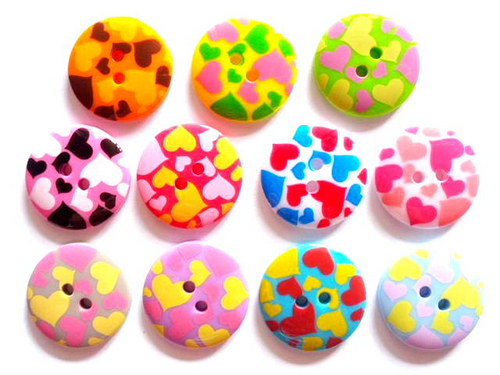 Knoflíky 23 mm SRDCE MIX 11 kusů