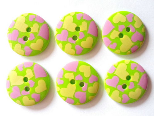 Knoflík 23 mm SRDCE ZELENÉ — foto 1