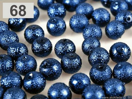Vos08 Voskované korálky tmavě modré, 8 mm, 20 ks