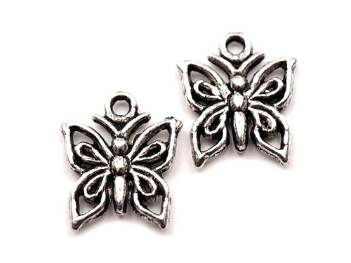 Přívěsek motýl starostříbro, 12x12 mm, 6 ks