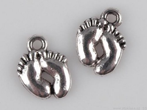 Přívěsek nožička starostříbro, 10x10 mm, 4 ks