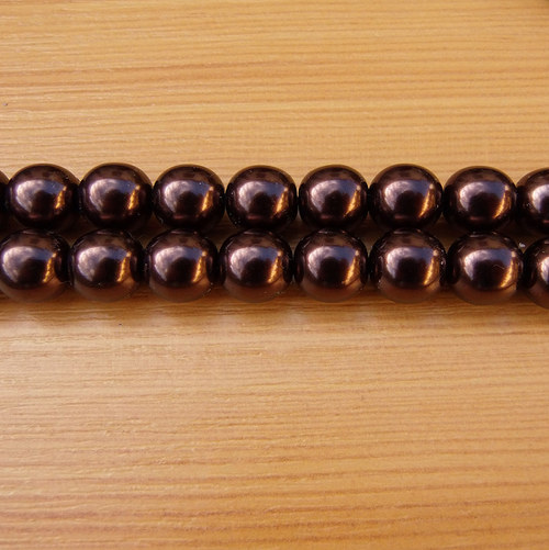 Voskované perly 10 mm - hnědé