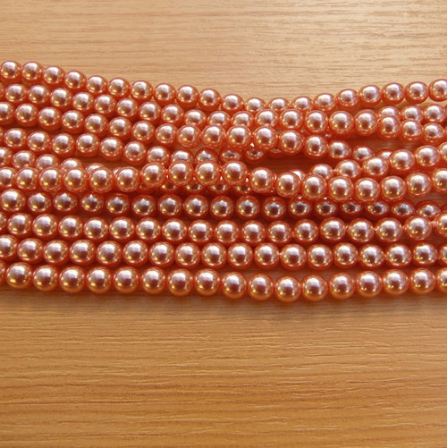 Voskované perly 6 mm - lososové
