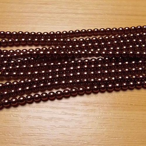 Voskované perly 4 mm - hnědé