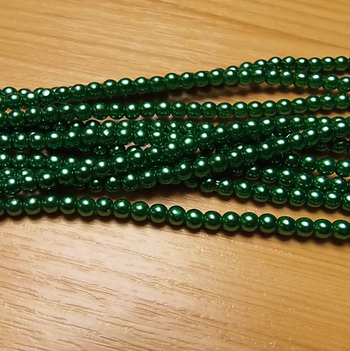 Voskované perly 4 mm - zelené
