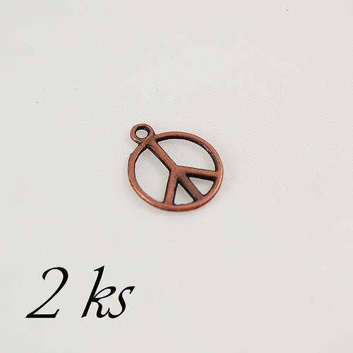 Měděný symbol peace - 2ks — foto 1