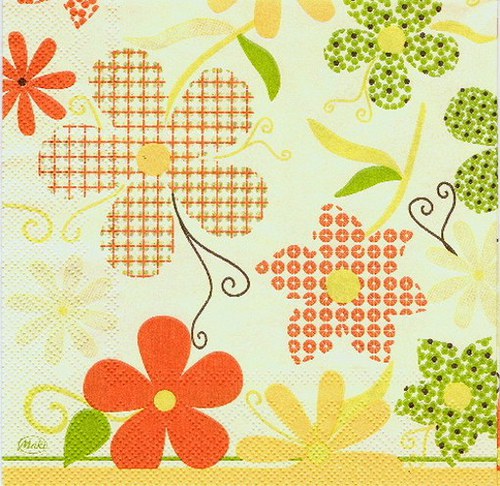 KV 416- ubrousek 33x33-květiny barev.světlé