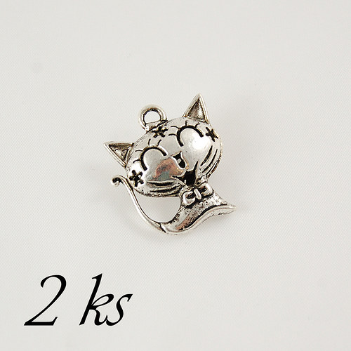 Veselé stříbrné 3D koťátko - 2ks — foto 1