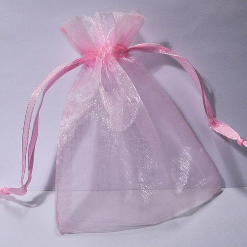 Stahovací pytlík organza VELKÝ / růžový