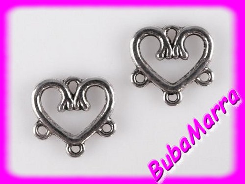 2ks~ RAMÍNKO SRDCE~ kov 15x14mm~ 3 očka