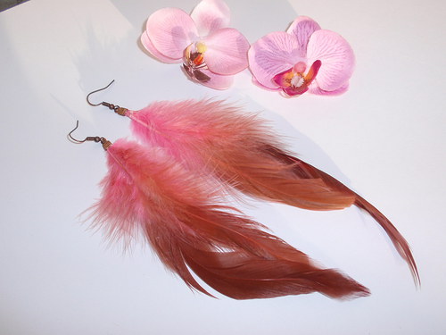 Náušnice Peříčka Fuchsia — foto 1