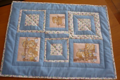 Modrá medvídková patchwork. podložka pro miminko — foto 1