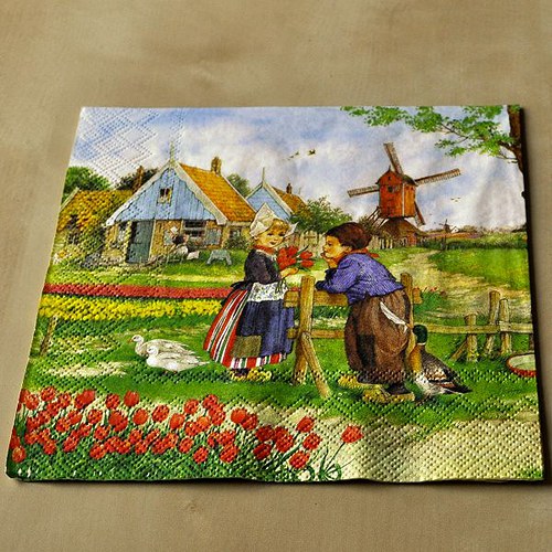 Ubrousek - Děvčátko s tulipány — foto 1