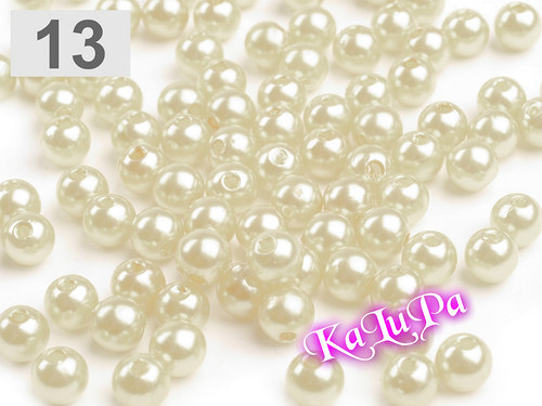 Korálky GLANCE plast kul. Ø6mm-75/ks Vanilla