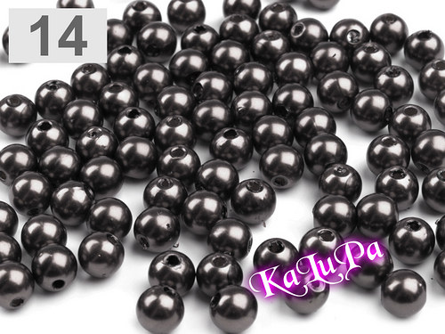 Korálky GLANCE plast kul. Ø6mm-75/ks Anthracite