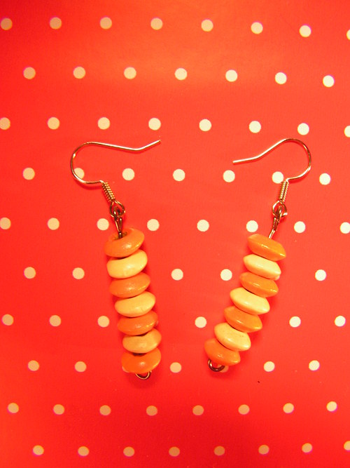 Orange Flat Wooden Beads