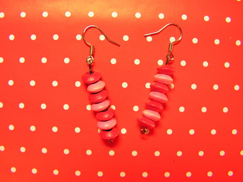 Red Flat Wooden Beads