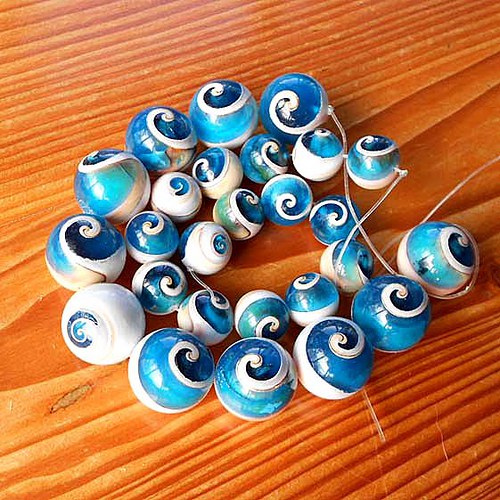 Mušlový Korálek 14mm - Modrý