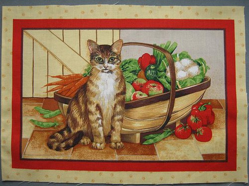 Kočka a zelenina - panel 23x16cm — foto 1