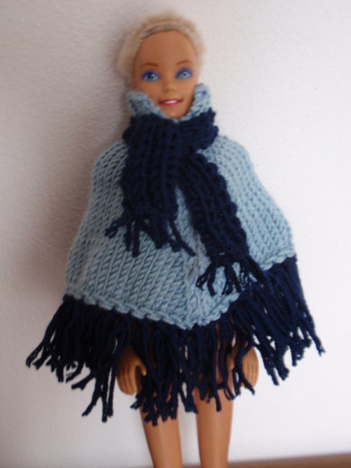 Barbie - modrý pončo se šálou — foto 1