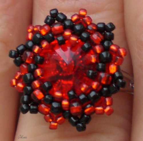 Prsten Light Siam Swarovski