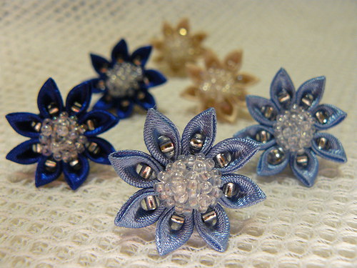 Náušnice puzetové kanzashi — foto 1