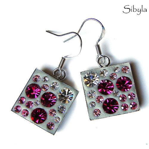 Exclusive Cube Rose in Silver náušky — foto 1