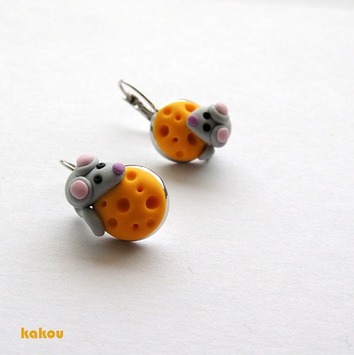 Fimo naušnice - myšky — foto 1