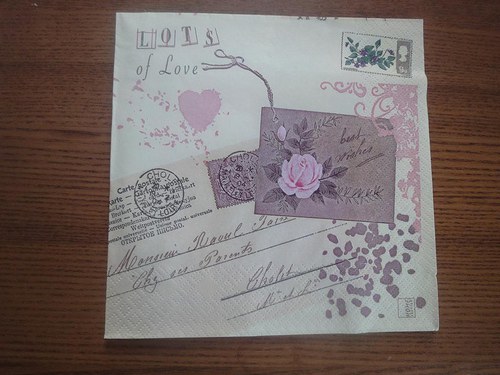 Ubrousek na decoupage - love letter