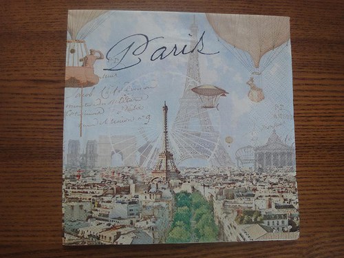 Ubrousek na decoupage - Paříž z balónu
