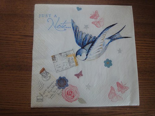 Ubrousek na decoupage - ptáček s dopisem — foto 1