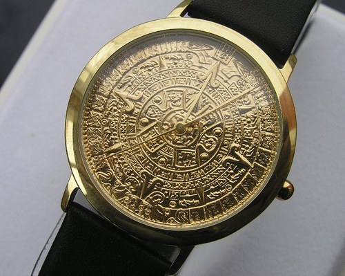 Ciferník - Aztécký kalendář - pozlacený Watch-dial