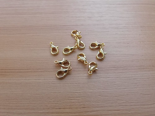 Karabinka - zlatá 10 mm - bez niklu - 10 kusů