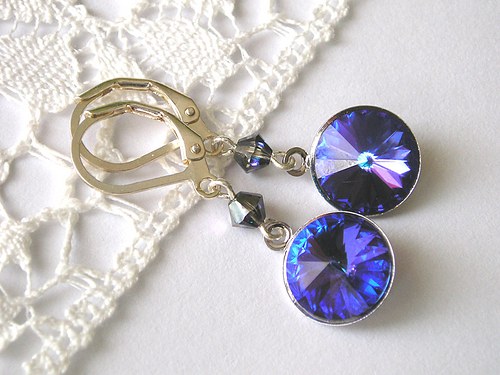 Swarovski náušnice Rivoli Heliotrope.. — foto 1