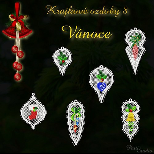 Vyšívací vzory - Krajkové ozdoby 8 - Vánoce