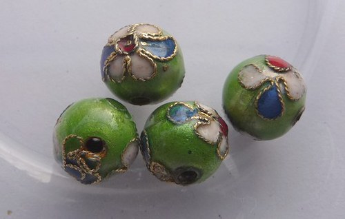 Korálky kovové CLOISONNE 10mm, 2ks — foto 1