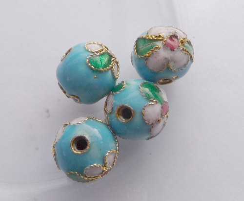 Korálky kovové CLOISONNE 10mm, 2ks — foto 1