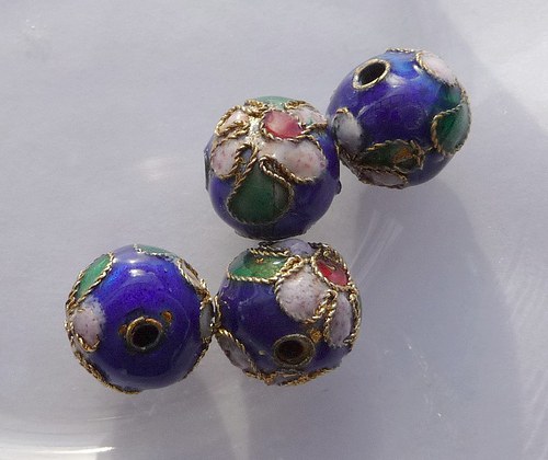 Korálky kovové CLOISONNE 10mm, 2ks — foto 1