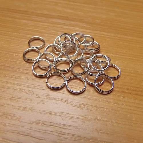Dvojité kroužky - 7mm - stříbro - 30 kusů